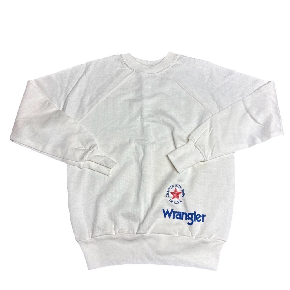 Wrangler Made In The USA White Crewneck Crafted With Pride Medium Preppy Western